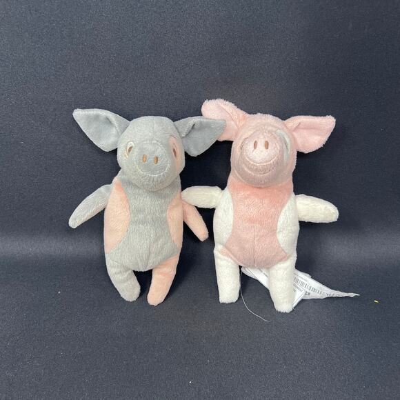 Ikea Kelgris Piglet Plush Set of 2 Ping White Gray 8" Stuffed Farm Animal Lot - Picture 1 of 8